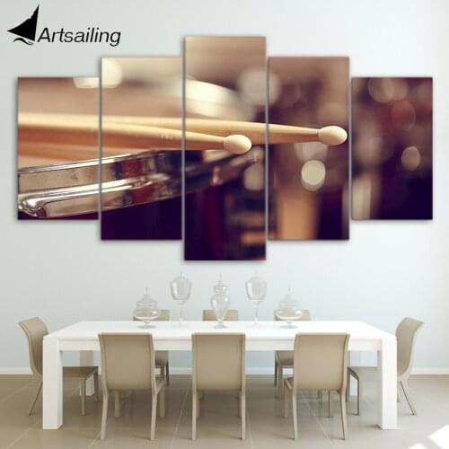 HD printed 5 piece canvas art drum and sticks music instruments wall pictures for living room modern free shipping CU-2037C