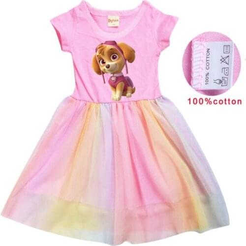 Disney 2021 summer female childrens wear new cotton dress multicolor rainbow veil cartoon network
