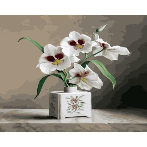 MaHuaf-i480 pansy DIY oil painting by numbers on canvas nordic decoration wall acrylic art flower picture for living room