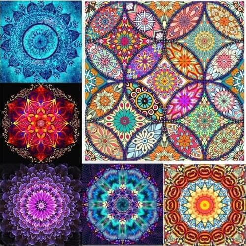 Mandala Embroidery Flowers Diamond Painting Full Square,round 5d Diy Cross Stitch Kits Home Decoration Art Gift Handmade