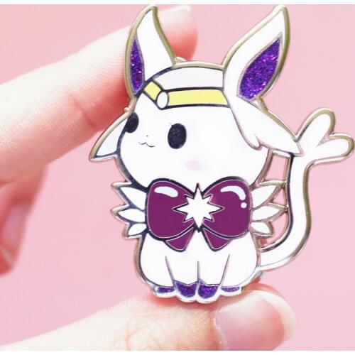 Cute White Bow Elves Sailor Mercury Inspiration Enamel Pin Anime Sailor Moons Brooch Cute cartoon animals Cat Badge Jewelry Gift