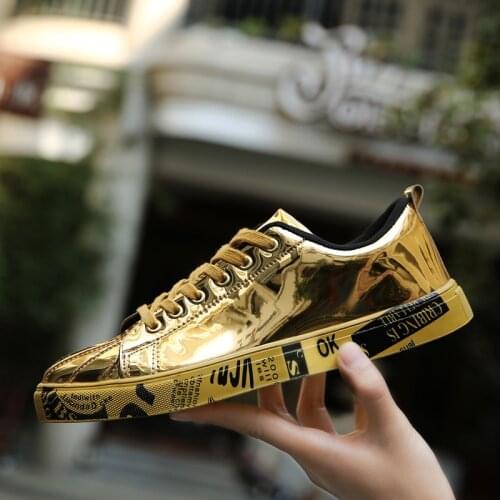 Men Women Unisex Golden Skateboarding Shoes High Top Sneakers Sports Shoes Hip Hop Walking Shoes Street Shoes Chaussure Homme