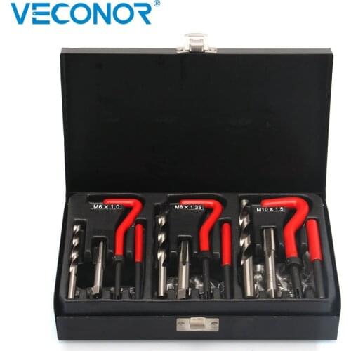 88pcs Thread Repair Set M6x1.0 M8x1.25 M10x1.5 Stainless Steel Wire Helical Coil Damaged Thread Insert Combination Garage Tools