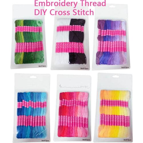 Embroidery Thread Suture Dental Floss Set DIY Sewing Tool Gradient Color Multifunction Cross Stitch Craft Cotton Thread 8/12pcs