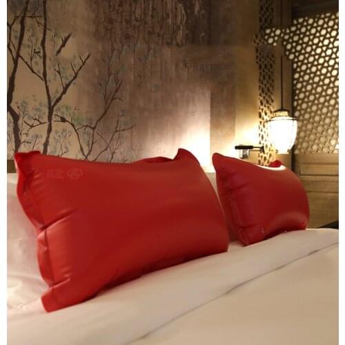 1pc 80*50cm PVC Sex inflatable Pillowcase Luxury Black Red Pillow Case For Bed Throw Comfortable Single Solid Color Pillow Cover