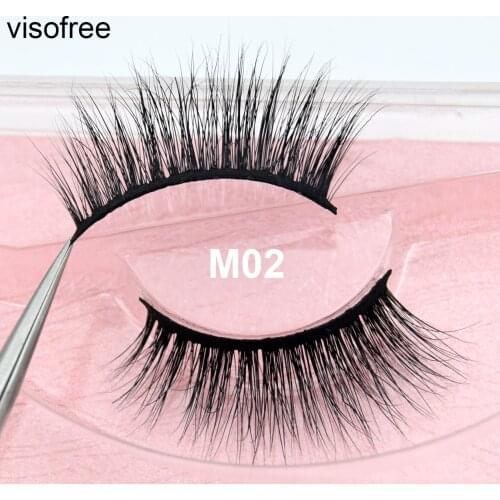 Visofree Mink Lashes 3D Mink Eyelashes Cruelty free Lashes Handmade Reusable Natural Eyelashes Popular False Lashes Makeup M02