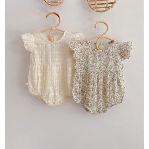 2021 new boys girls floral rompers cotton summer babys jumpsuit