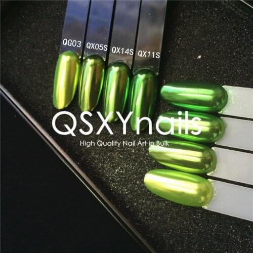 WHOLESALE 50g Green Chrome Series Mirror Powder Foil Pigment Shiny Nail Glitter Smooth Rubbing for Nail Art Gel Nail Polish