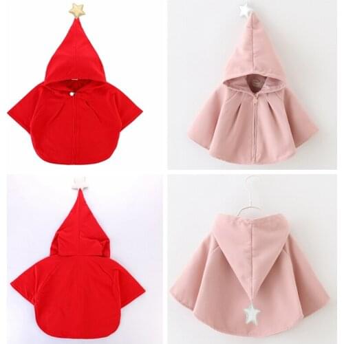 Autumn Spring Baby Girls Cape Sweaters Hooded Fashion Cute Christmas Hat Clothes Toddler Kids Sweater Outerwear Zipper Coats