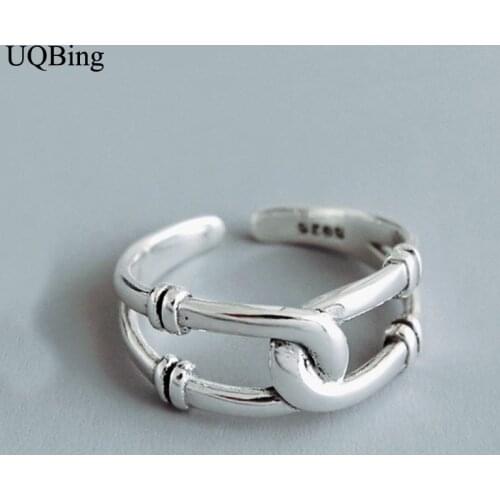 2019 Retro Irregular 925 Sterling Silver Woven Oval Rings Open Rings Jewelry Wholesale