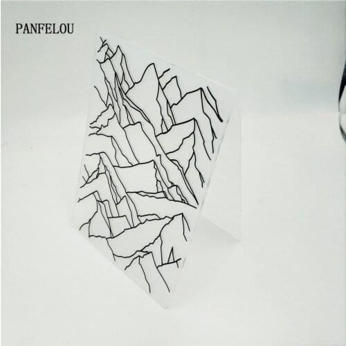PANFELOU Mountains in the sketch Embossing folders Plastic For Scrapbooking DIY Template Fondant Cake Photo Album Card Making