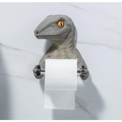 Resin Dinosaur Toilet Paper Holder Rack Punch-free Shelf Home Bathroom Kitchen Wall-mounted Tissue Rack Roll Paper Hanger Rack