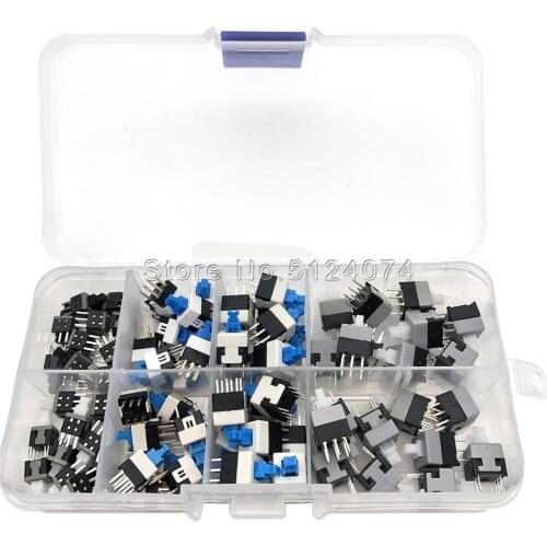 80pcs/lot 8 kinds/box Push Button/key switch box 5.8*5.8/7*7/8*8/8.5*8.5MM self-locking switch unlocked