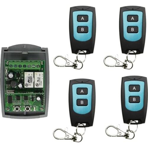 DC 12V 24V 10A relay 2CH RF Wireless Remote Control switch Receiver +Transmitter 2 learning button light controllor