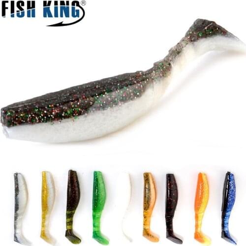 FISH KING 1pc 7.5-14g Worms Soft Silicone Bait T Tail Jig Fishing Lures 9-11.5cm Rubber Shads Fishing Bait Wobblers For Sea Bass