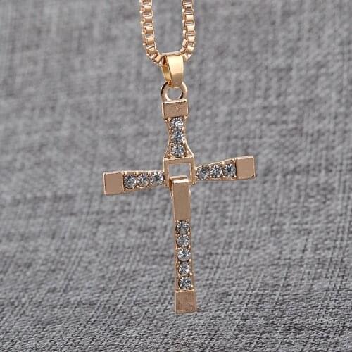 Lucky Movie Characters Logo Religion Jesus Cross Zircon Pendant Necklace Love Woman Mother Girl Gift Wedding blessing Jewelry