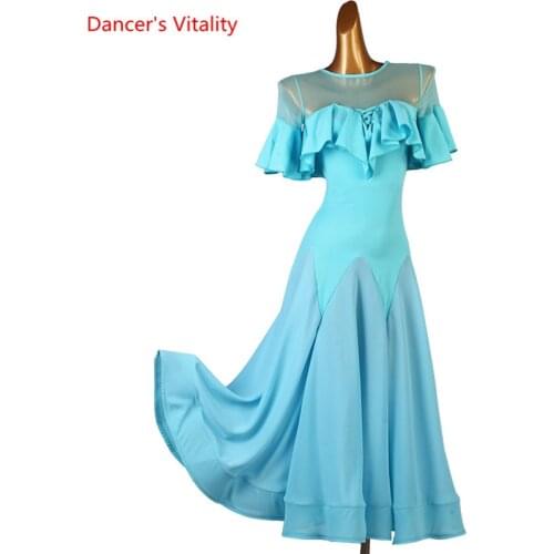 Modern Dance Dress Mesh Round Neck Long Skirt Short Sleeve Performance Clothing High-end Custom Child Woman Competition Clothes