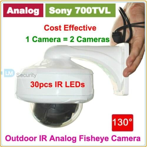 Sony Super HAD II CCD 700TVL Camera Analog IR Infrared CCTV Camera Fisheye 130 Degree 2.1mm Outdoor IR Camera with free Bracket