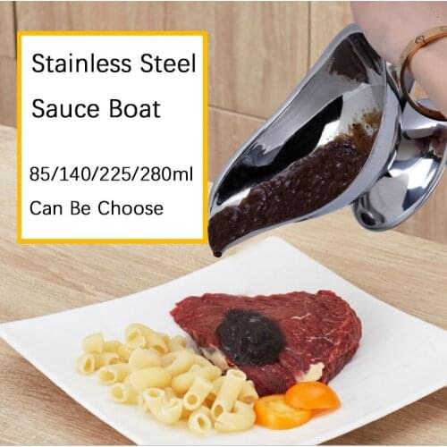 Hotel Commercial Kitchen Restaurant Vinegar Ergonomic Handle Stainless Steel Flavor Sauce Dripless Lip Salt Spice Gravy Boat
