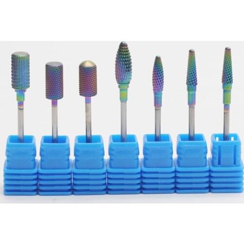 Dental Drill Bits Burs Nano Coating Tungsten Carbide Rainbow Electric Manicure Nail Art Bur Dentist Accessories Tools