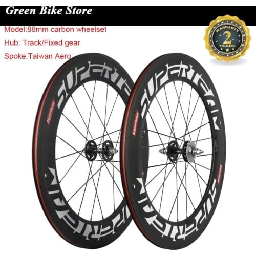 SUPERTEAM 700C 88mm Clincher Track Fixed Gear Single Speed Carbon Track Wheels Road Bicycles Carbon Wheels Bike Wheel