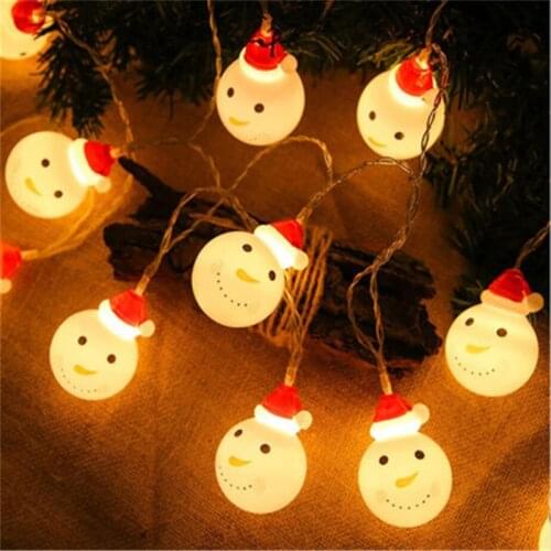 USB Snowman Christmas Tree LED Garland String Lights Snowflakes String Fairy Lights Hanging Ornaments for Navidad Natal New Year
