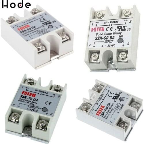 Solid State Relay SSR-100DA SSR-75DA SSR-60DA SSR-50DA 100A 75A 60A 50A Actually 3-32V DC TO 24-380V AC SSR 100DA 75DA 60DA 50DA