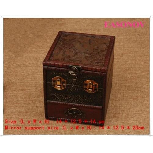 Vintage Jewelry Box Multilayer Drawer Dresser Organizer Wooden storage box Free Shipping