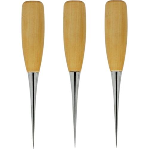 1pcs Awl Pinpoint Hole Punch Clicker Scratch Wood handle Tool For Sewing Leather Craft