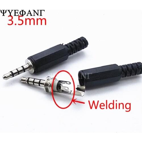 10PCS 3.5MM 4 Poles Audio Plug 3.5mm male stereo Plug Headphone Connector 4P Welding