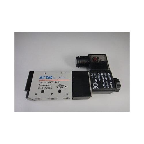 1x 4V210-08 5Ports2Position Single Solenoid Pneumatic Air Valve 1/4" BSPT AC36V