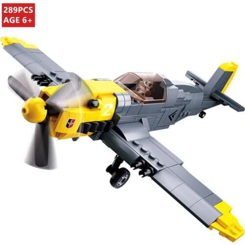 WW2 Military Germany Army Air Forces BF-109 Fighter Troops Plane Model Building Blocks Sets Educational Creator Bricks Kids Toys
