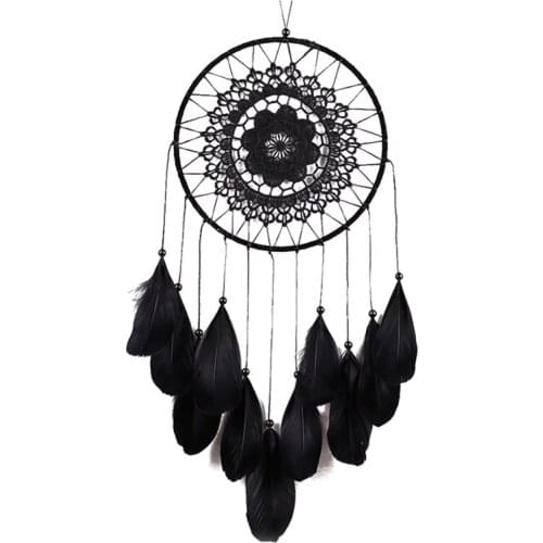 AT69 -Handmade Dream Catcher Net with Feathers Wall Hanging Dreamcatcher Craft Gift Christmas Decoration for Home 52cm