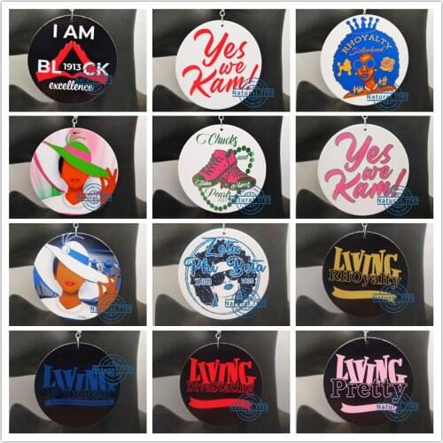 Free Shipping! Round Wooden Zeta Beta Phi Earrings