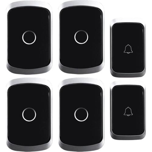 WEMEDA Wireless Doorbell Waterproof 2 Battery Button 4 Receivers US EU UK Plug 300M Remote Cordless Home Call Bell 60 Chimes