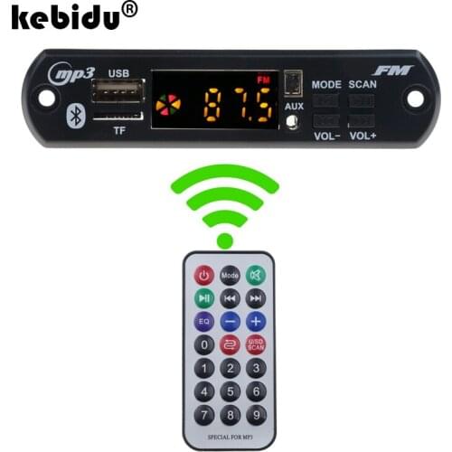 Kebidu 5V-12V Bluetooth MP3 WMA WAV Decoder Board Audio Module Music Speaker Car Vehicles MP3 USB FM TF Radio + Remote Control