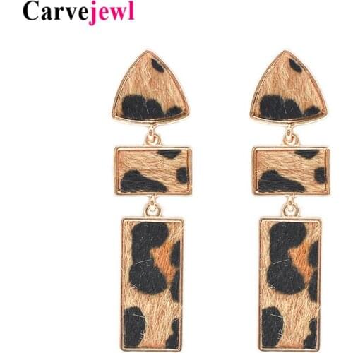 Carvejewl Drop dangle Earrings geometric glass rhinestone snake leopard print shell hand painted enamel glaze earrings wholesale
