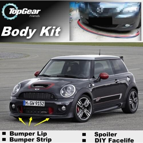 Bumper Lip Deflector Lips For Mini Hatch / Hardtop Front Spoiler Skirt For TopGear Friends Car Tuning Veiw / Body Kit / Strip