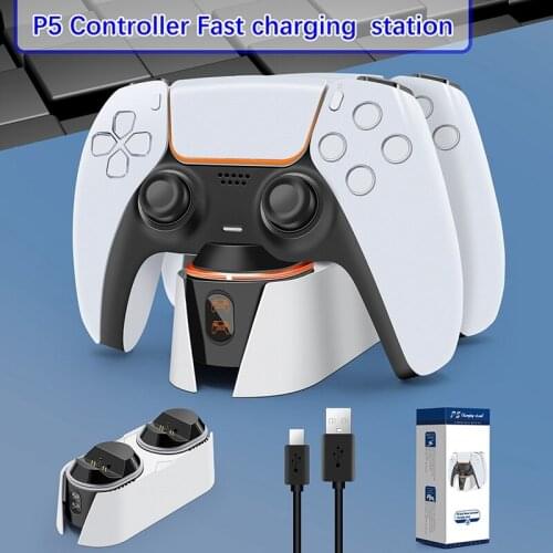 For PS5 Gamepad Charger Dual Charging Gamepad Charging Station Fast Charge 5V 3A Gamepad Charger With Turn Ight