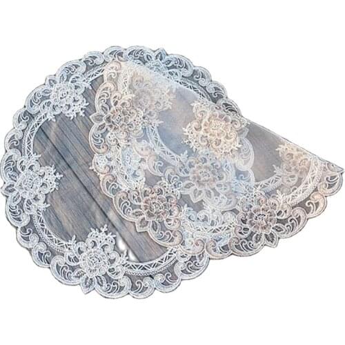 Europe round lace embroidery table place mat cloth pad cup coaster placemat tea doily kitchen Christmas wedding decor tableware