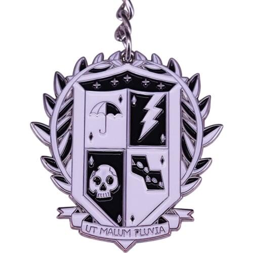 Fantasy American Drama The Umbrella Academy Emblem Badge Keychain School Motto But Malm Pravia Keychain