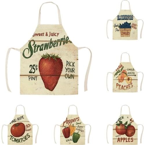 Fruit Strawberry Apple Peaches Kitchen Aprons Unisex Dinner Cooking Bib Funny Pinafore Cleaning Apron WQD305