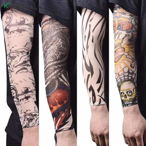 Arm Warmer Skins Proteive Nylon Stretchy Fake Temporary Tattoo Sleeves Designs Body Arm Stockings Tatoos Cool Men Women
