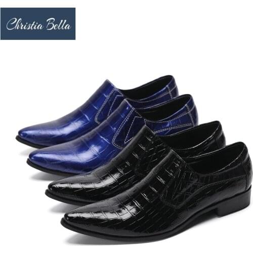 Christia Bella Italian Solid Pointed Toe Men Formal Leather Shoes Business Office Man Shoes Wedding Celebration Dress Shoes