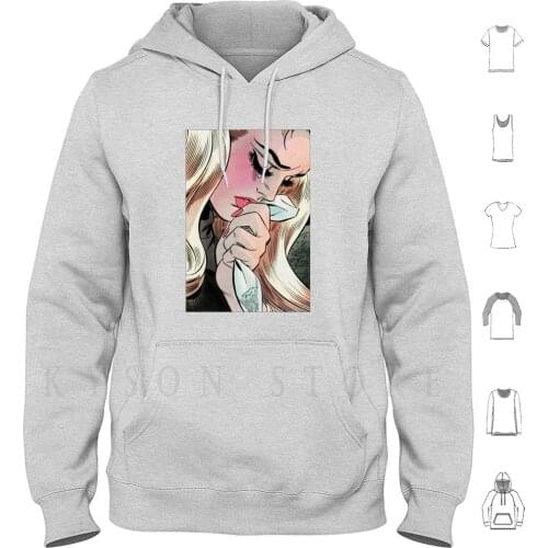 Comic Girl Crying V2 Hoodies Long Sleeve Austronaut Moon Diver Explorer Black And White Cool Tumblr Japanese