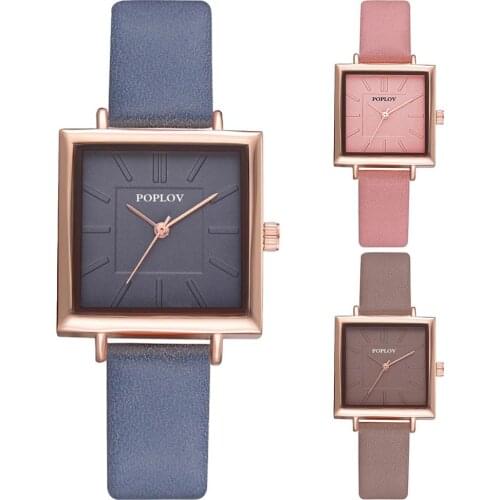 Minimalist Women Quartz Faux Leather Band Wrist Watch Gift Square Dial Analog Women Fashion Square Wristwatches Lady Thin Simple