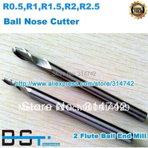 Free shipping for NEW HSS Ball Nose End Milling 2 Flute Cutters set,R0.5 , R1 , R1.5 , R2 , R2.5