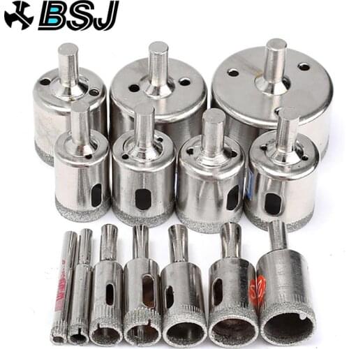 15pcs Diamond Coated Drill Bit Set Tile Marble Glass Ceramic Hole Saw Drilling Bits For Power Tools 6mm-50mm