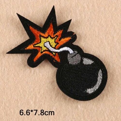 Bomb Punk Iron On Patch Clothes Patch For Clothing Boys Embroidered Embroidery Patch Garment Apparel Accessories