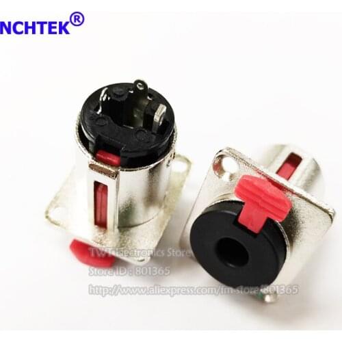 NCHTEK 3 Pole 6.35mm 1/4" Female Jack Panel Chassis Lock Socket Audio Connector/Free shipping/10PCS